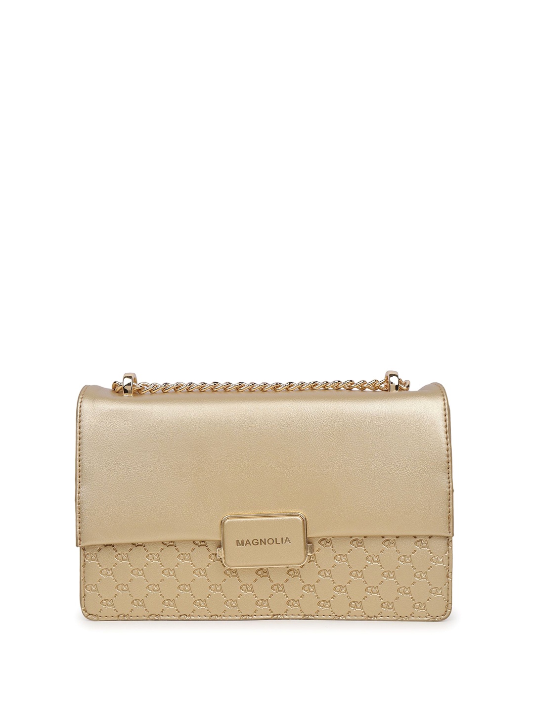 

MAGNOLIA Colourblocked PU Sling Bag with Quilted, Gold