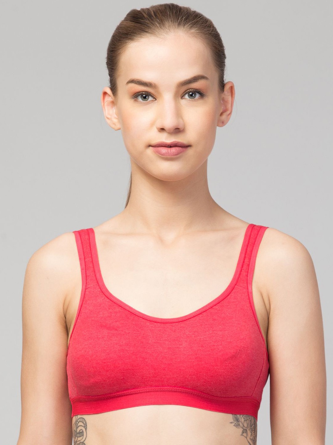 

Apraa & Parma Women Full Coverage Non Padded Cotton Workout Bra, Red