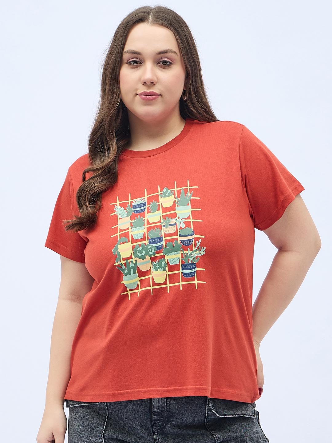 

DressBerry Curve Women Floral T-shirt, Red