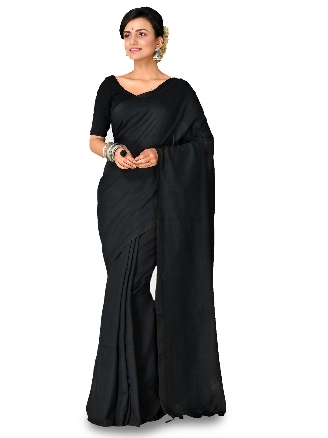 

Crochetin Party Handloom Saree, Black