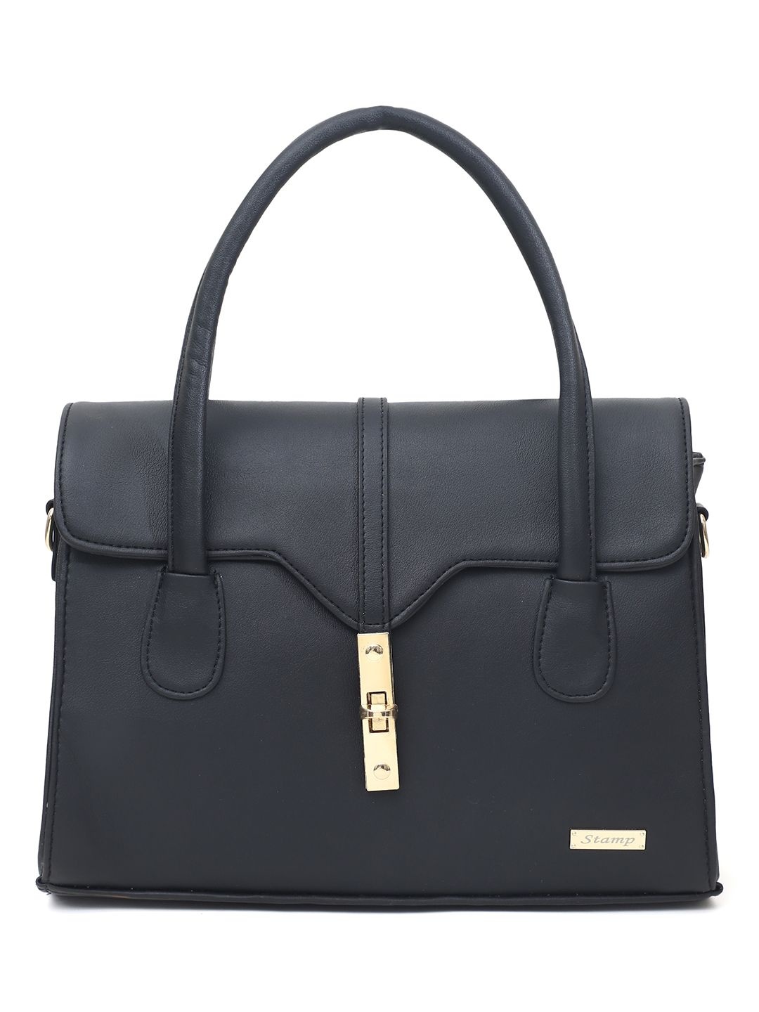 

Stamp Women Solid Structured Handheld Bag, Black