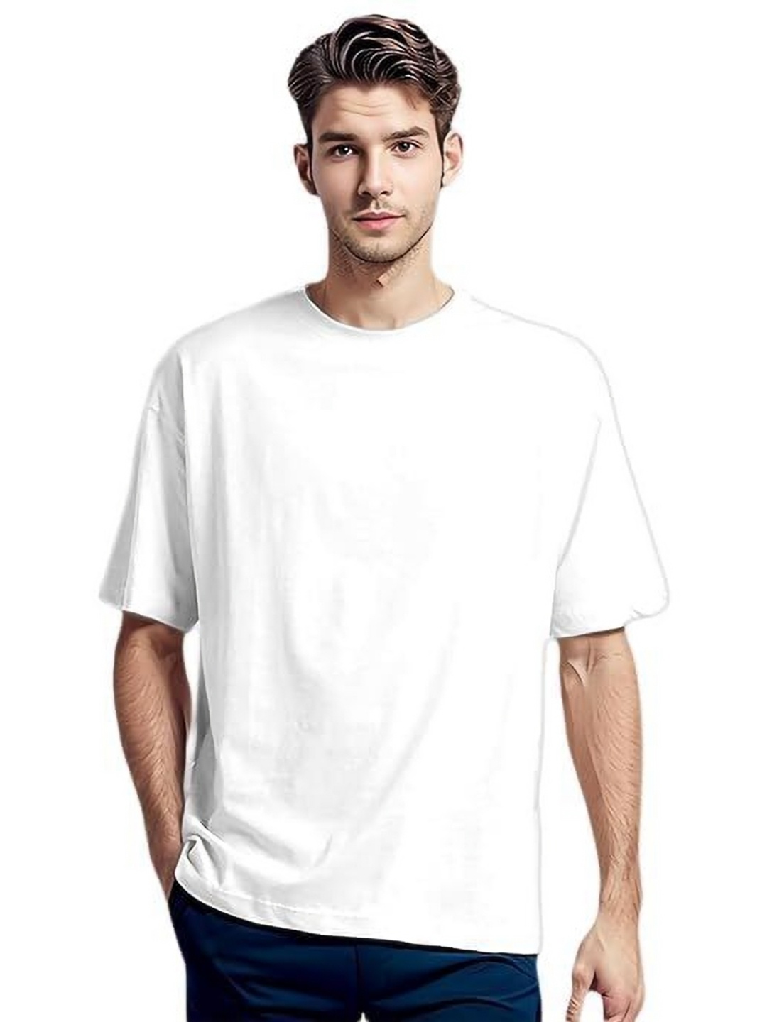 

NOTWILD Women Pack Of 2 Solid Round Neck Cotton Oversized T-shirts, White