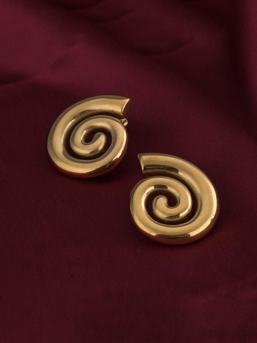 

PALMONAS 18k Gold Plated Modern Spiral Stainless Steel Studs Earrings