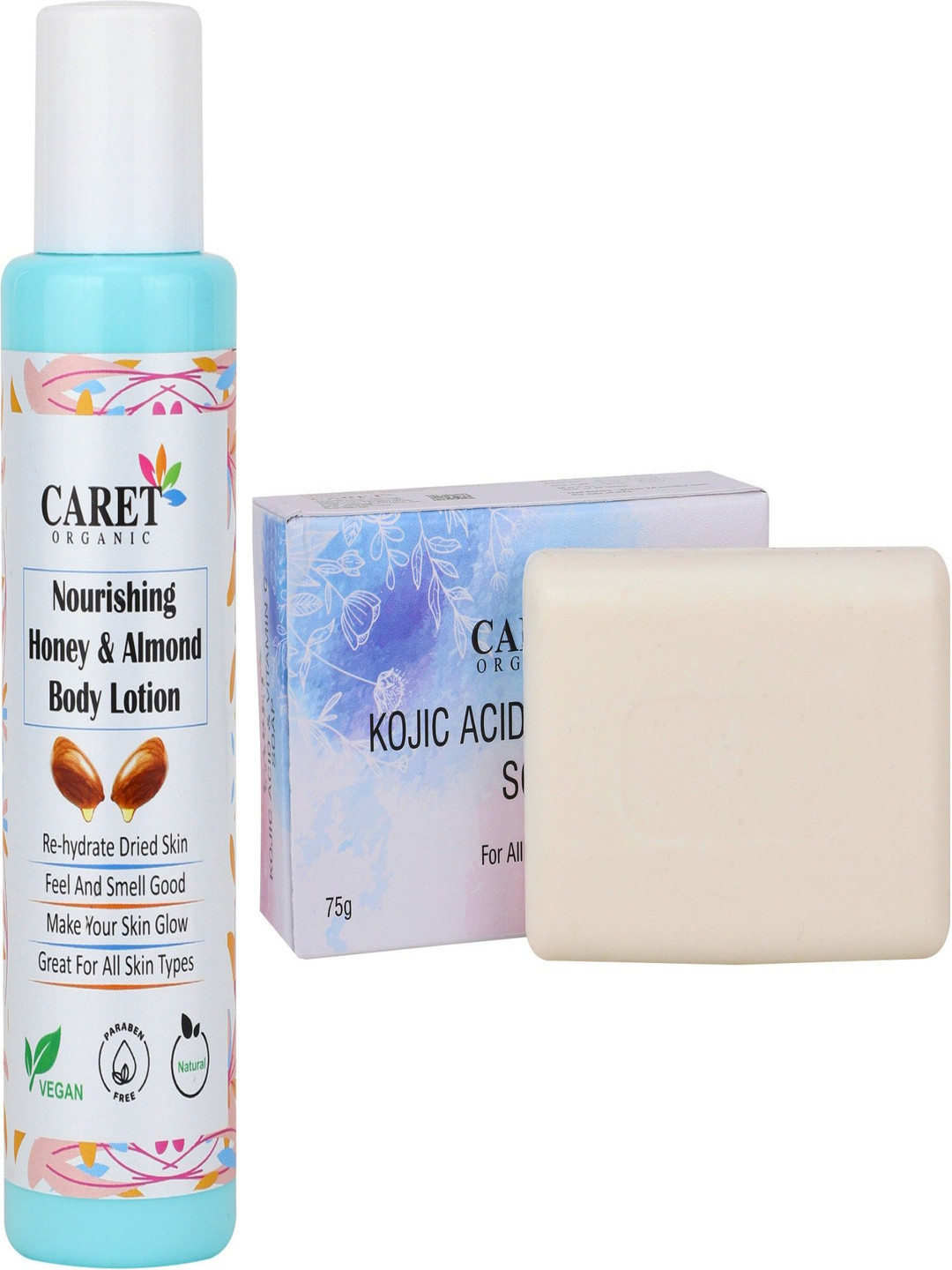 

CARET ORGANIC Kojic Acid Vitamin C Soap - 75 g With Honey & Almond Body Lotion-100 ml, Multi