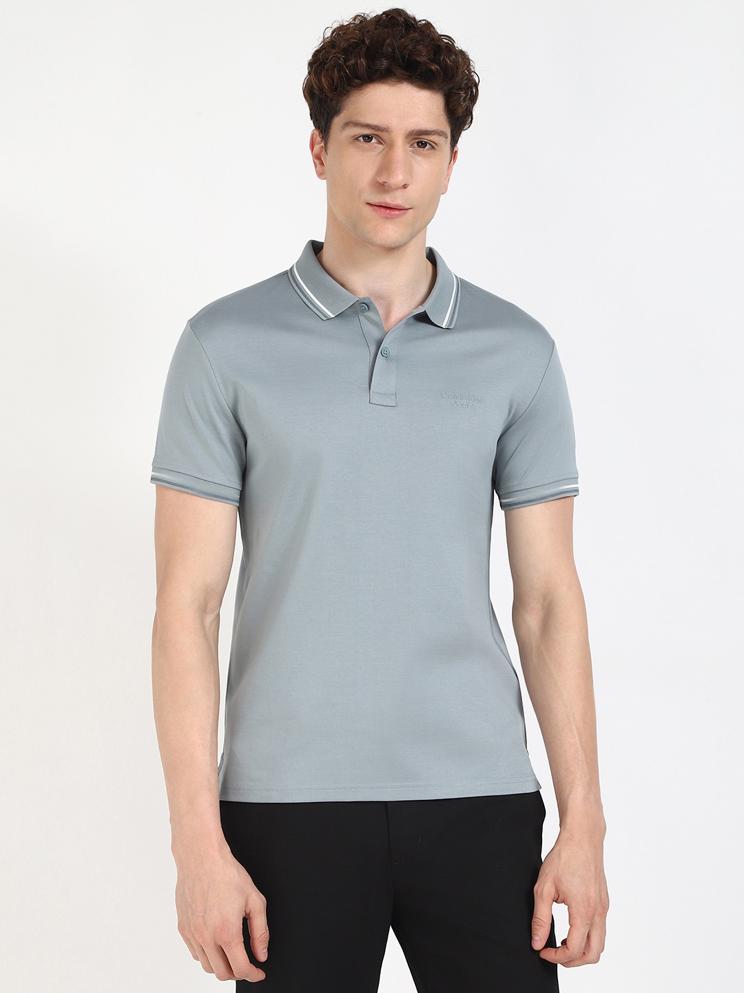 

Calvin Klein Jeans Men Polo Collar T-shirt, Blue