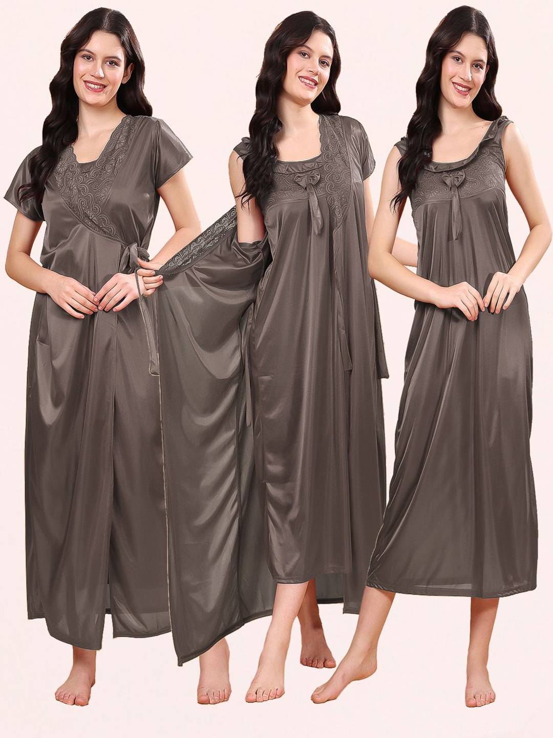 

CHUI MUI Women Pack Of 2 Maxi Nightdress, Grey