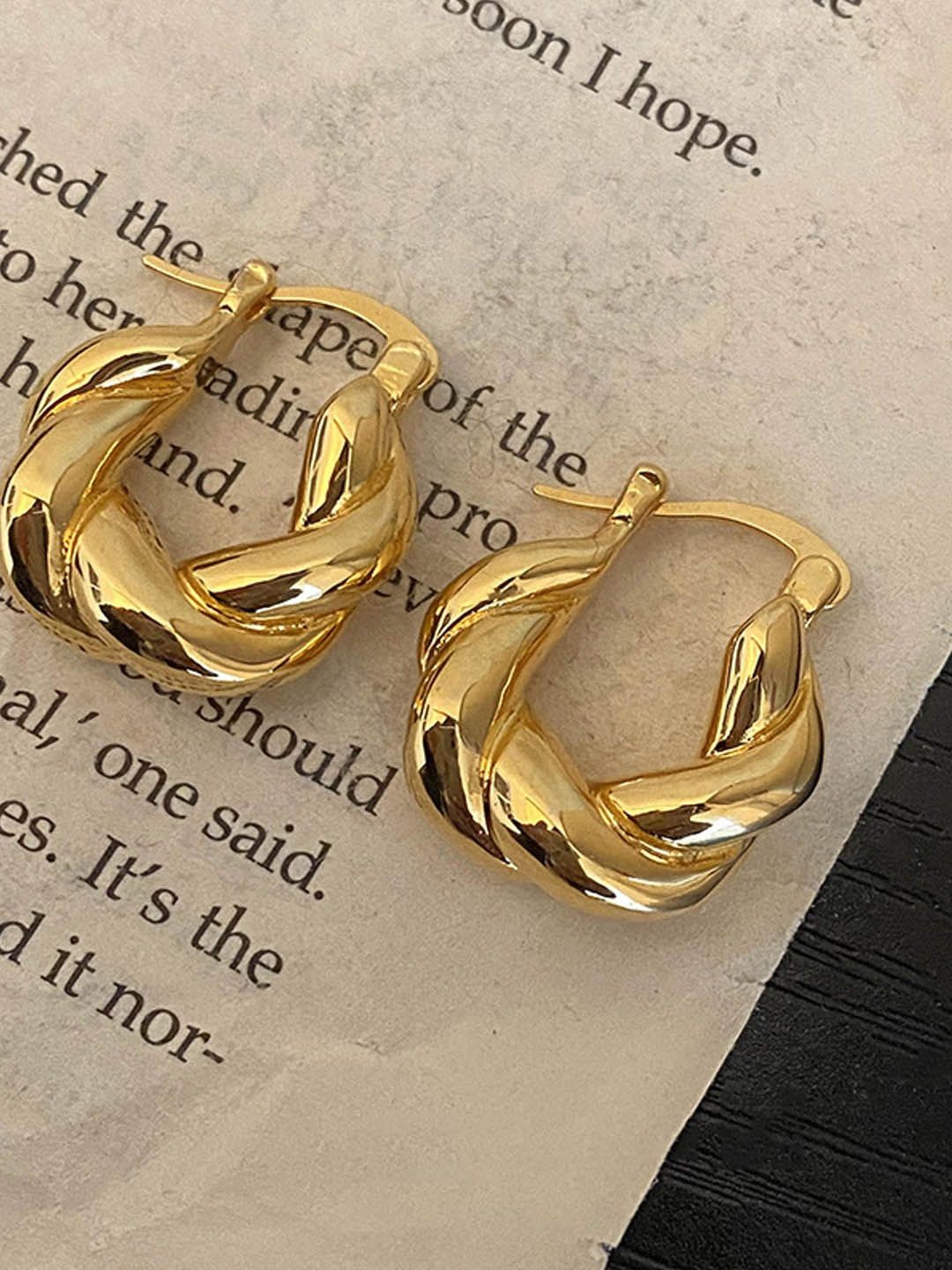 

StyleCast Gold-Plated Contemporary Shaped Hoop Earrings