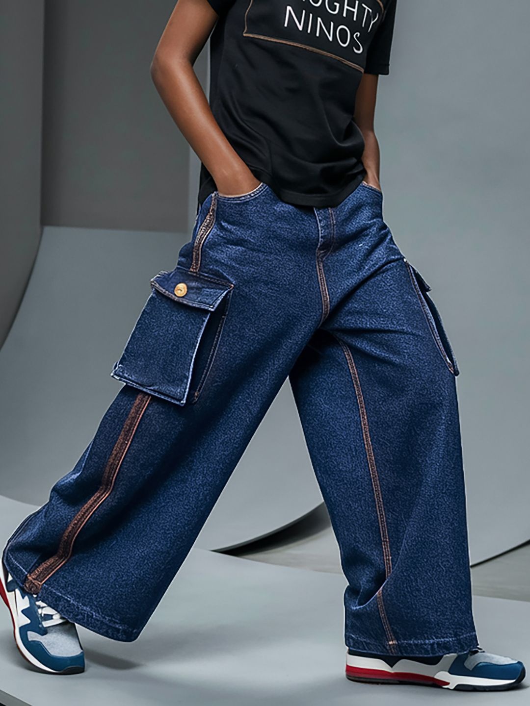 

Naughty Ninos Boys Comfort Flared Cargos Trousers, Blue