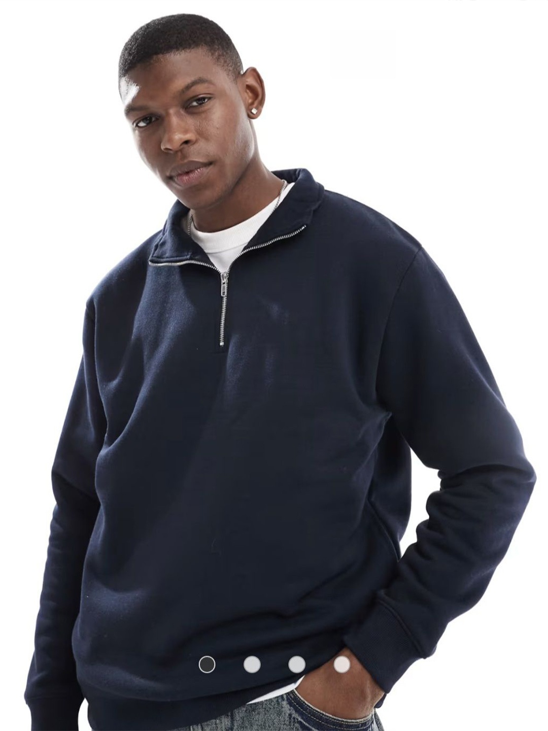 

HILFIRE REGION Men Cotton Half-Zip Sweatshirt, Navy blue