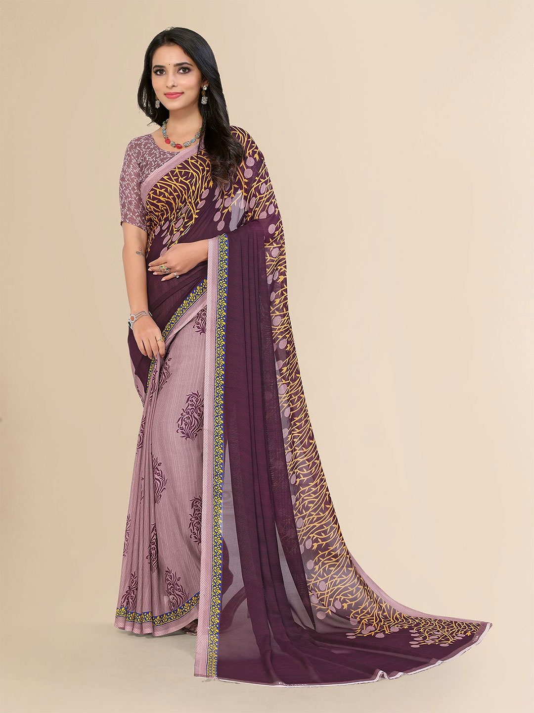 

Moda Rapido Women Ethnic Motifs Printed Saree, Purple