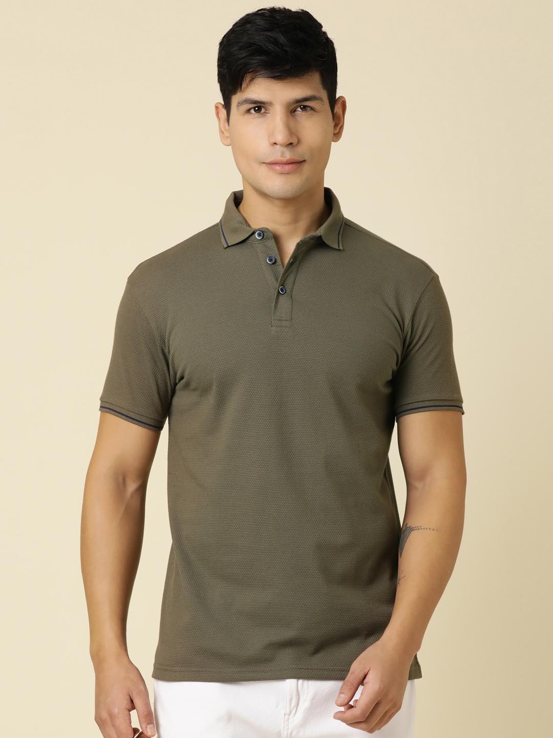 

Provogue Men Polo Collar Dri-FIT T-shirt, Olive