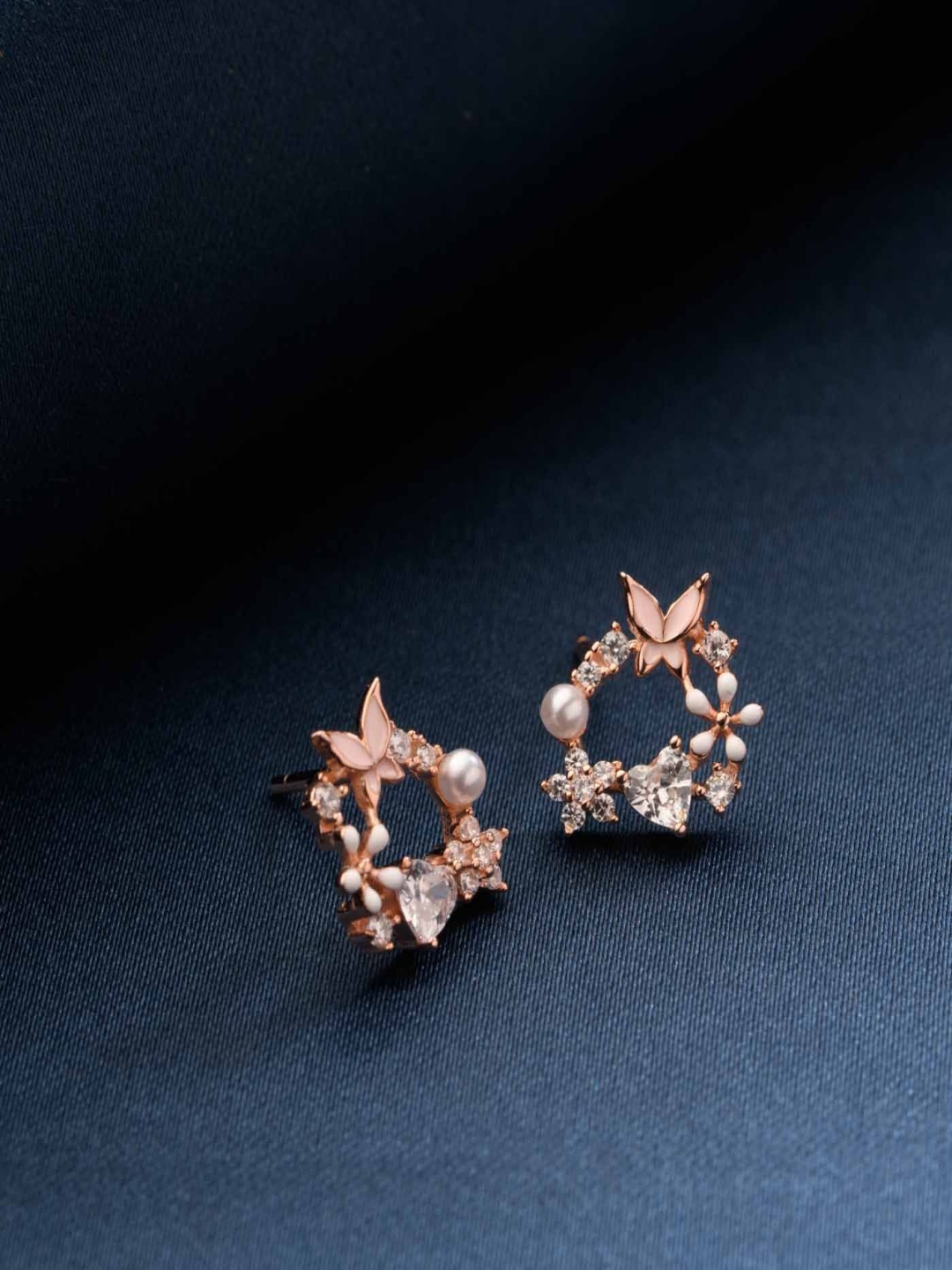 

Gargi by P. N. Gadgil & Sons 925 Sterling Silver Contemporary Shaped Studs, Rose gold