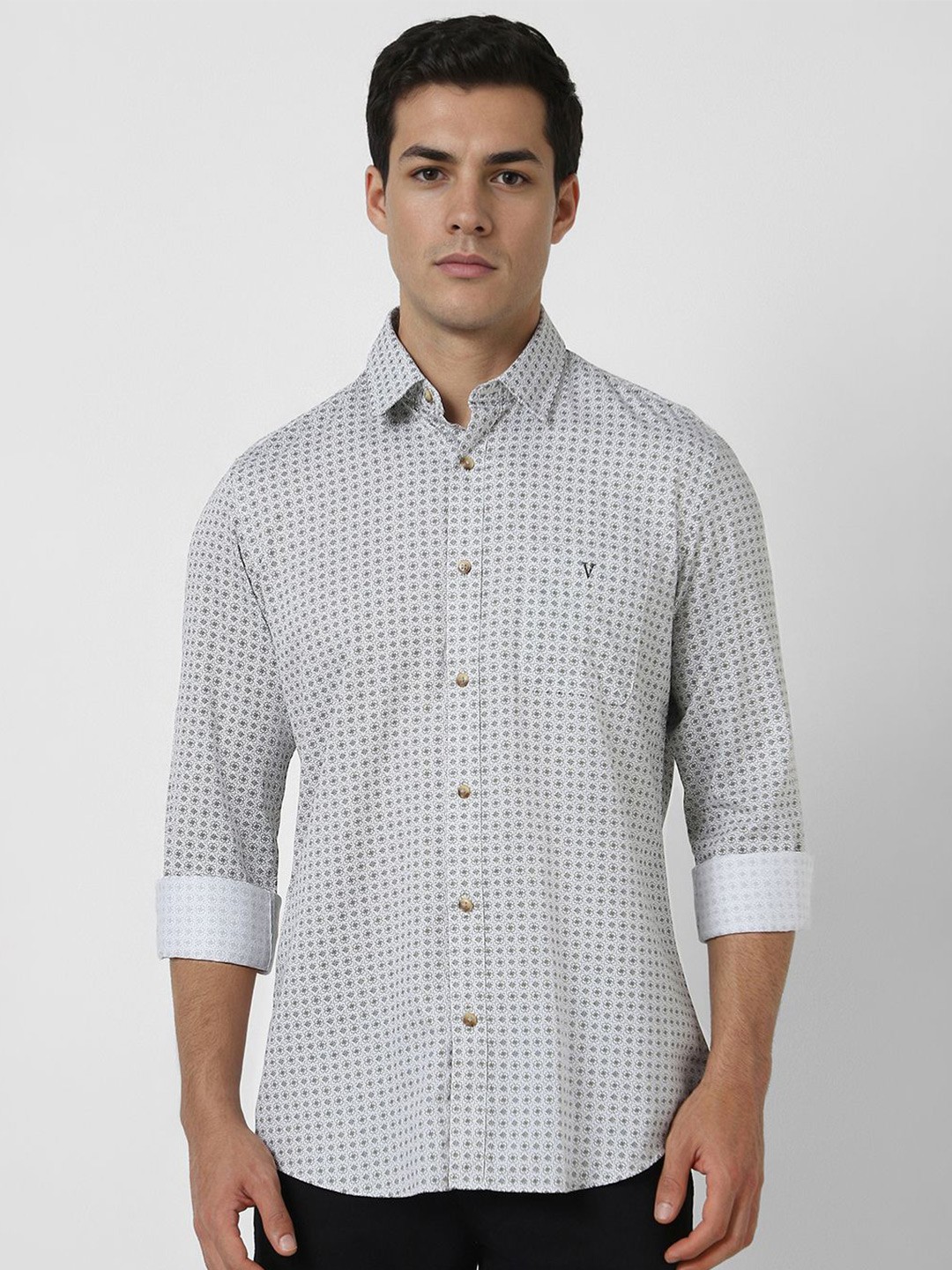 

Van Heusen Sport Men Slim Fit Geometric Printed Cotton Casual Shirt, Grey