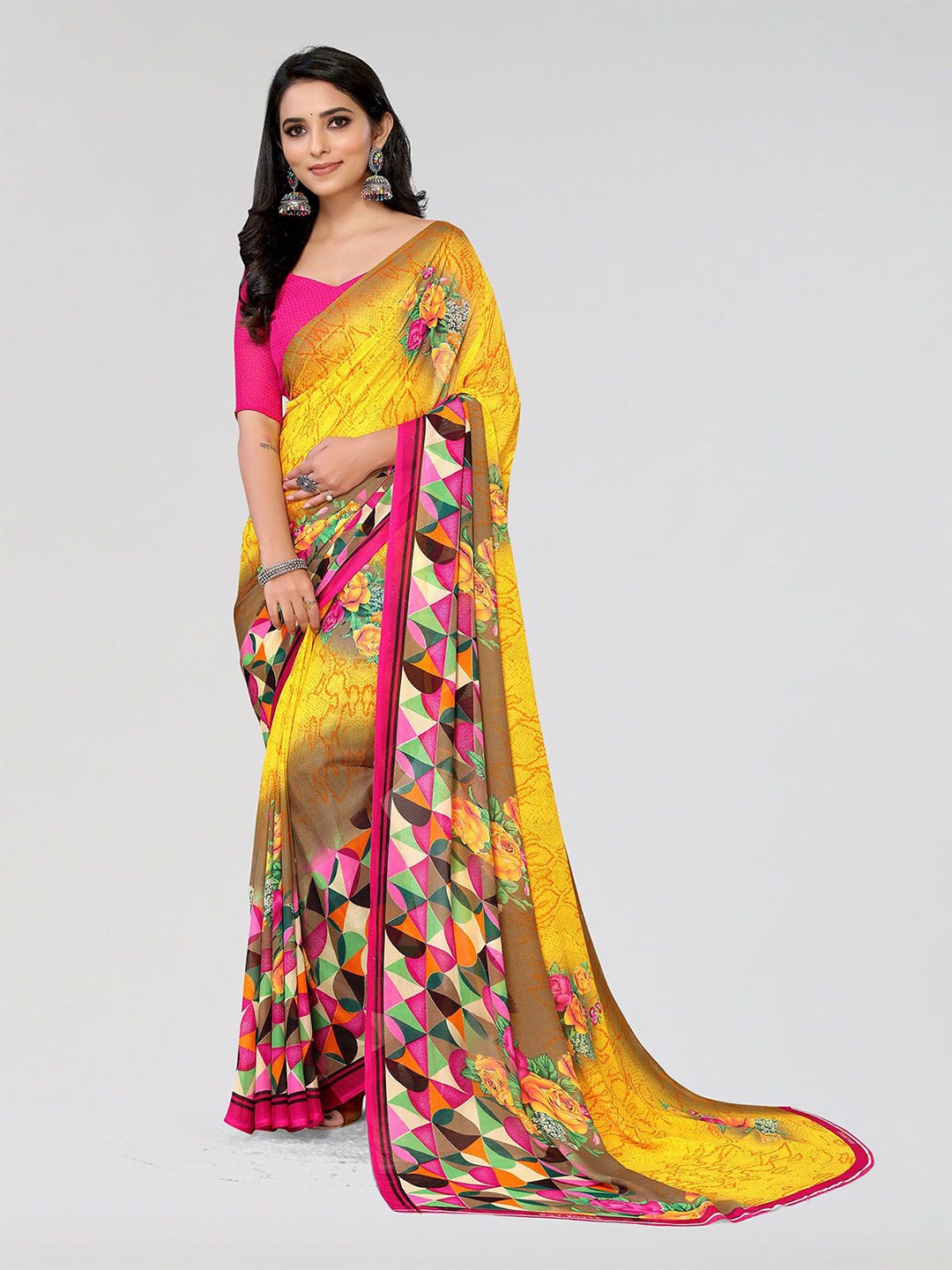 

Moda Rapido Geometric Printed Saree, Yellow