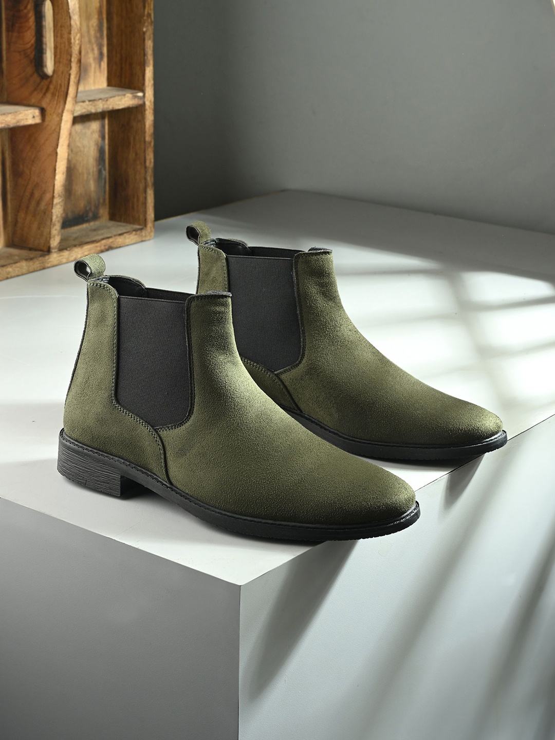 

The Roadster Lifestyle Co. Men Colourblocked Block Heel Chelsea Boots, Green