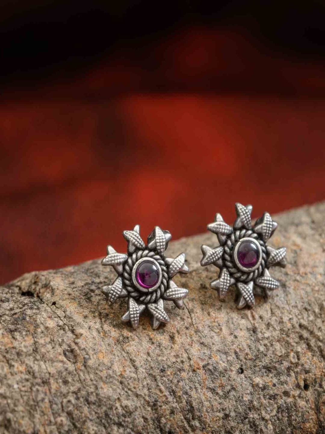 

Gargi by P. N. Gadgil & Sons 925 Sterling Silver Contemporary Shaped Studs, Purple