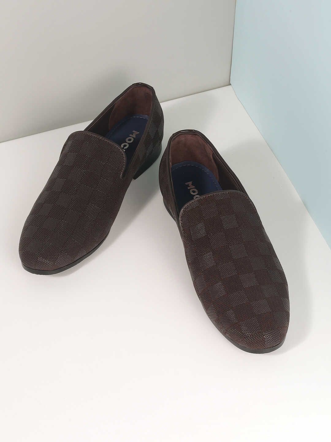

Mochi Men Leather Formal Slip-On Shoes, Brown