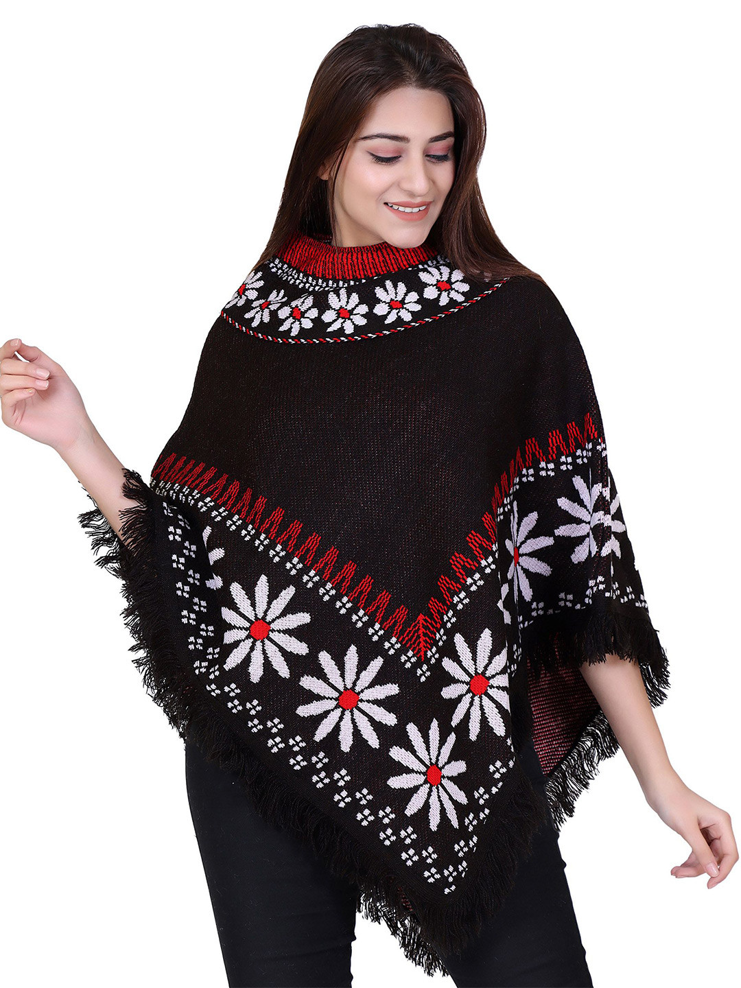 

DISCOVERYLINE Women Floral Poncho, White