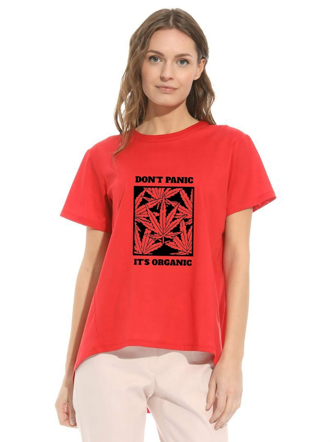 

VLAM Women Printed Tropical T-shirt, Red