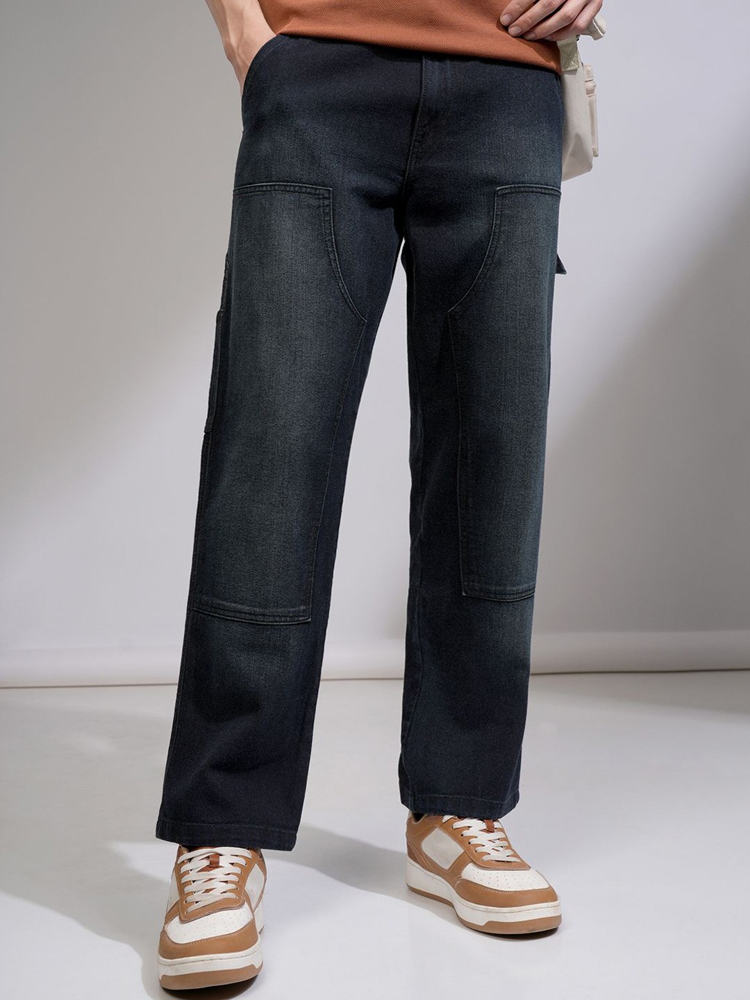 

HIGHLANDER Men High Rise Loose Fit Full Length Carpender Jeans, Navy blue