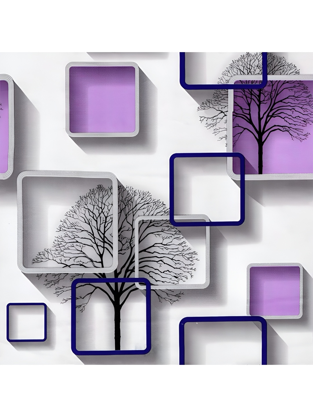 

ANNA CREATIONS White & Purple Geometric Printed Self-Adhesive Decorative Wall Stickers