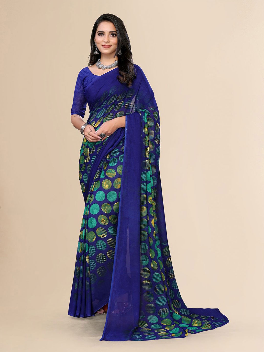 

Moda Rapido Geometric Printed Saree, Blue