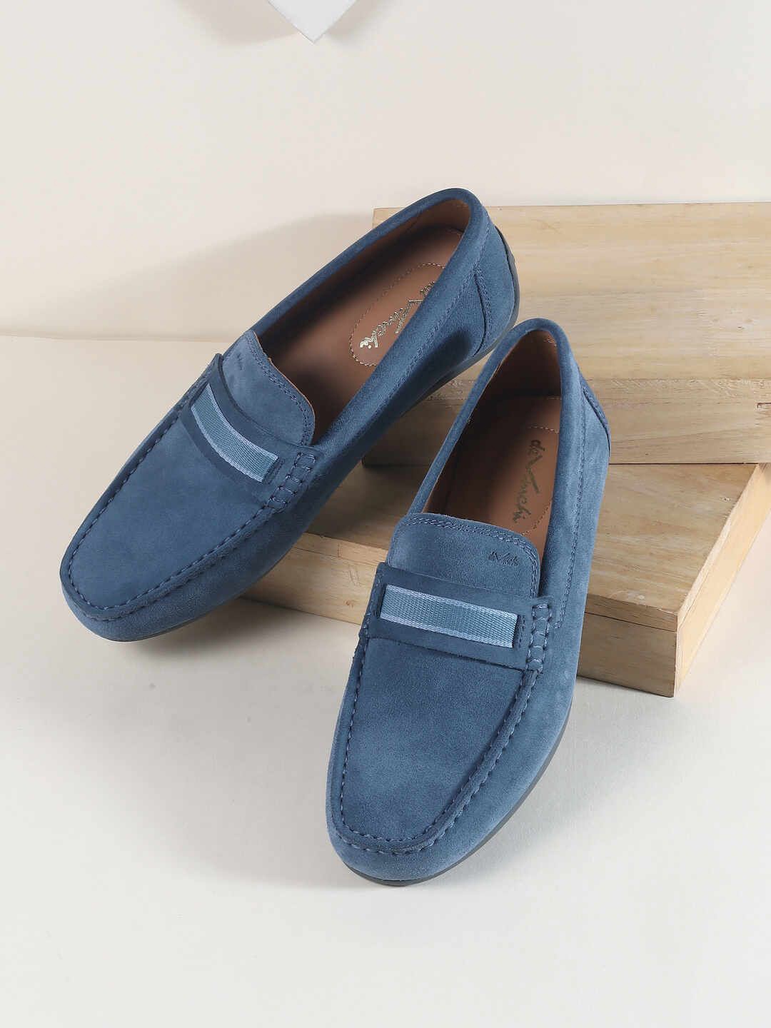 

DAVINCHI Men Suede Slip On Loafers, Blue