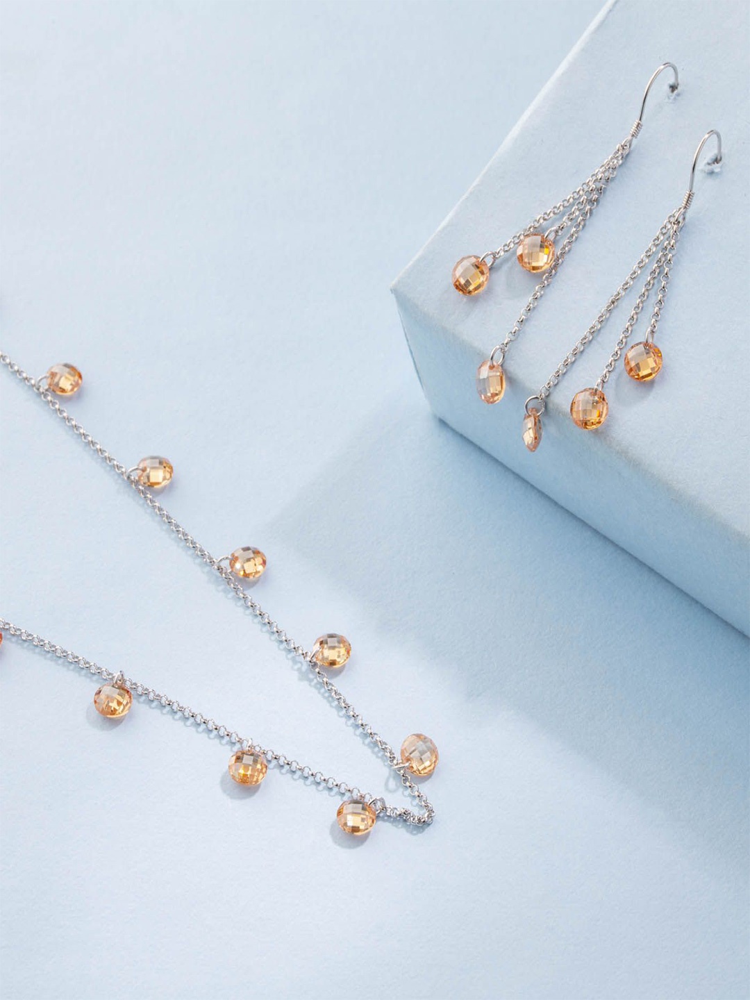 

Gargi by P. N. Gadgil & Sons 925 Sterling Silver Artificial Stones Beaded Jewellery Set