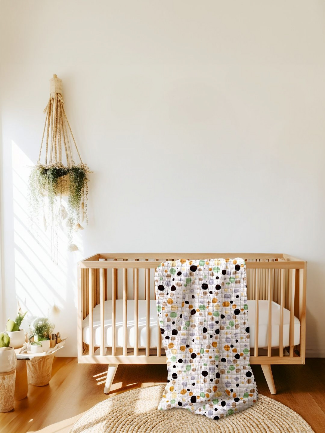 

Biglilpeople White & Green Geometric 400 GSM Pure Cotton Mild Winter Single Bed Blanket