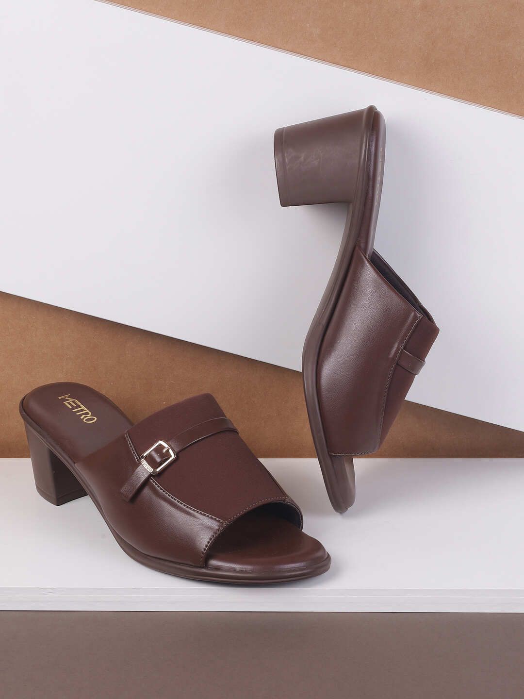 

Metro Open Toe Block Heel Sandals, Brown