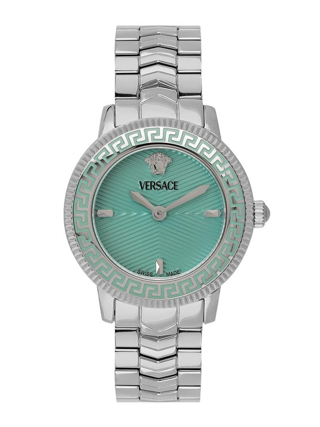 

Versace Women Brass Dial & Stainless Steel Bracelet Style Straps Analogue Watch VEUCA0324, Green