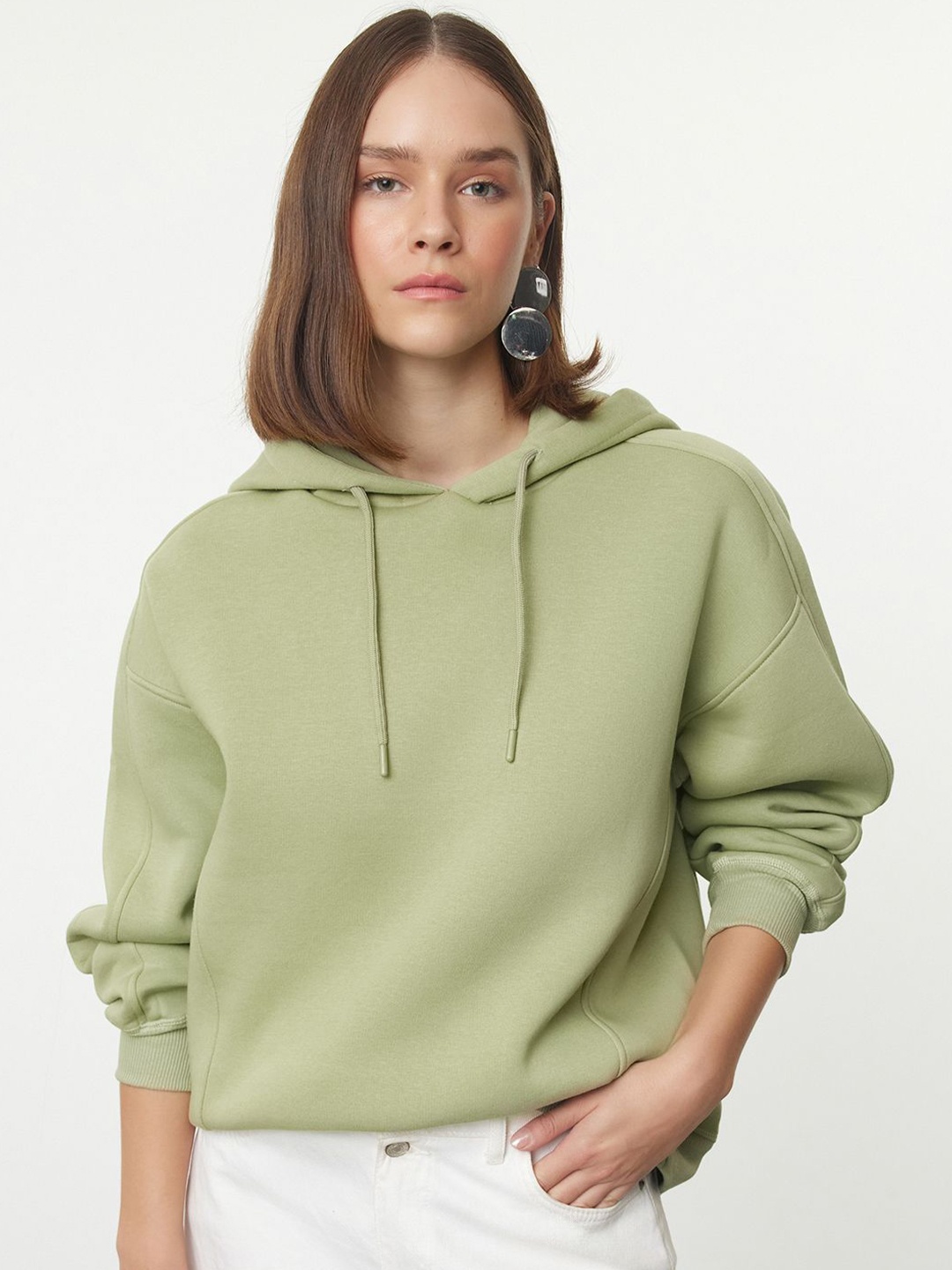 Trendyol Women Hooded Sweatshirt, Green