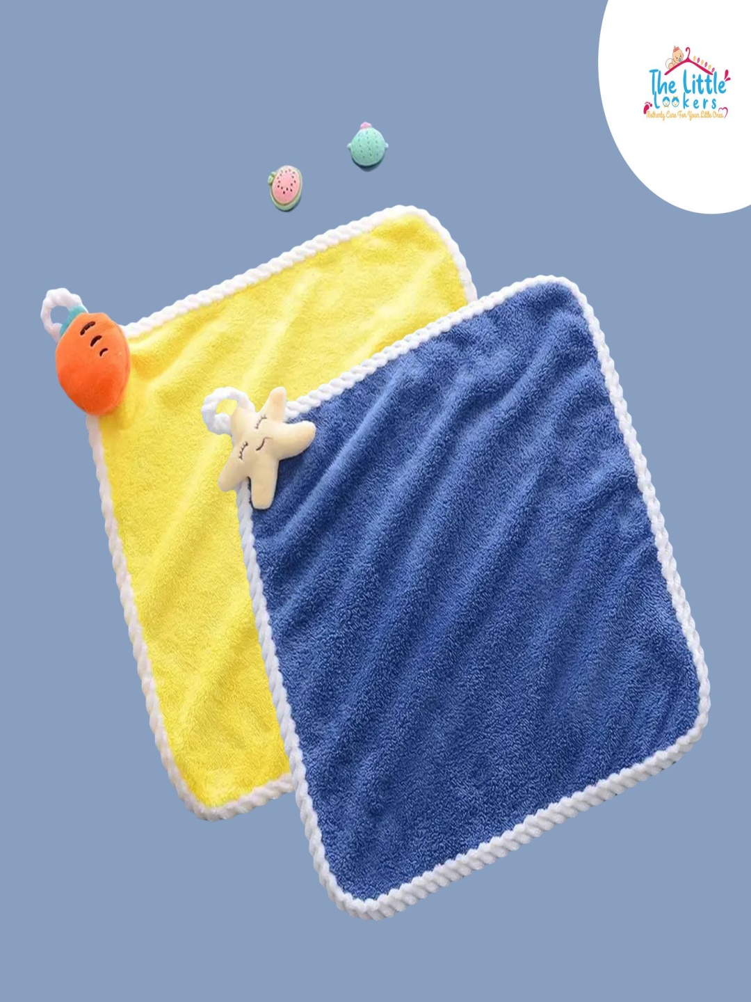 

The Little Lookers Kids Pack Of 2 Solid Microfiber Hand Towels, Blue