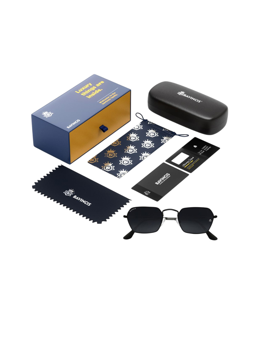 

BAVINCIS Unisex Square Sunglasses with UV Protected Lens, Black