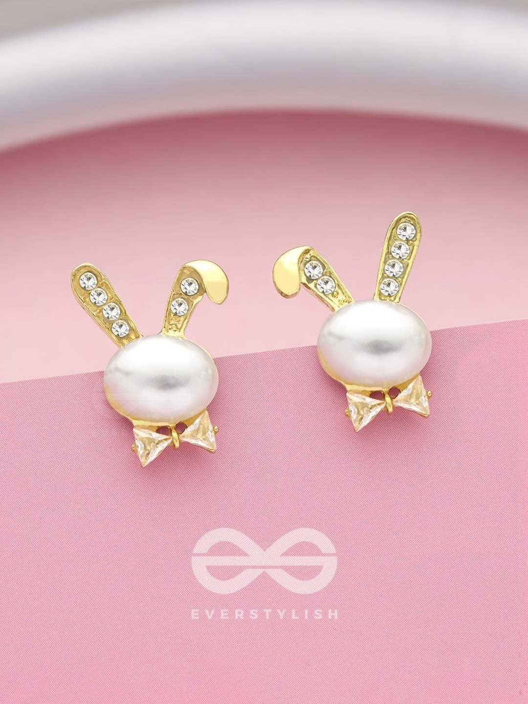 

EVERSTYLISH Artificial Stones And Pearl Studded Contemporary Shaped Studs, Gold