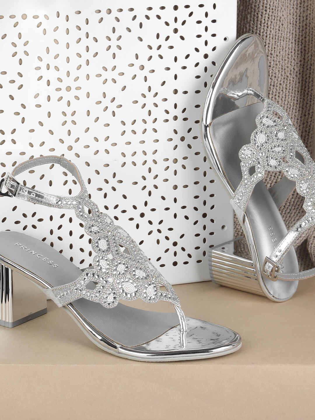 

Metro Textured Block Sandals, Silver