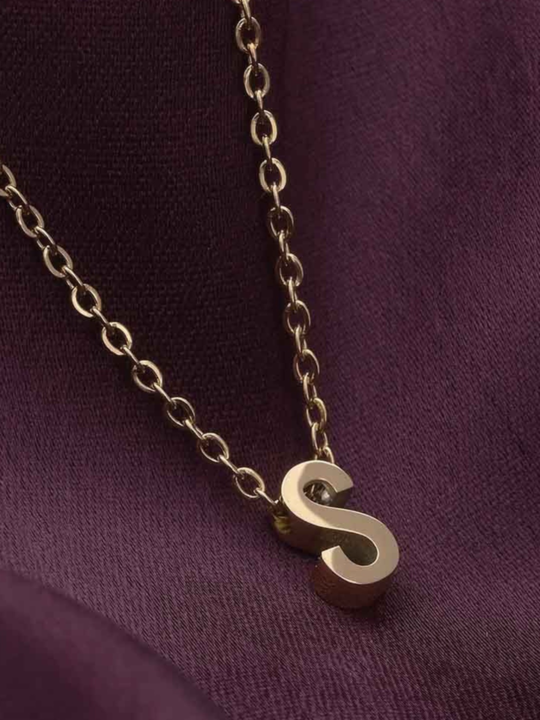 

PALMONAS 18K Gold-Plated Stainless Steel S Small Letter Minimal Chain
