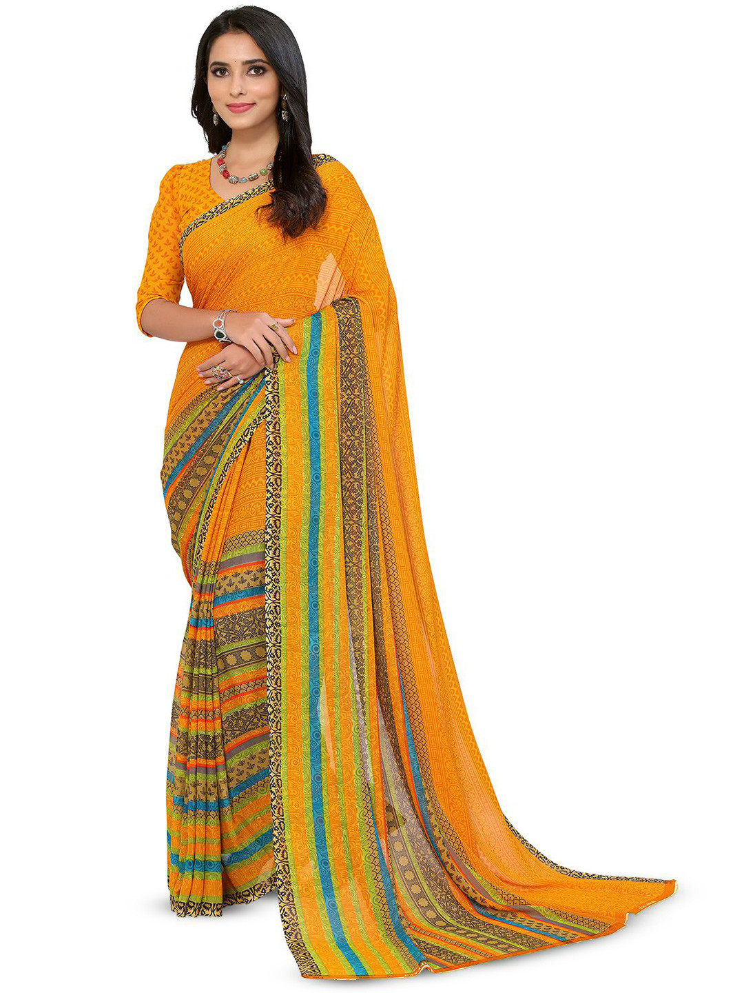 

Moda Rapido Floral Printed Saree, Yellow