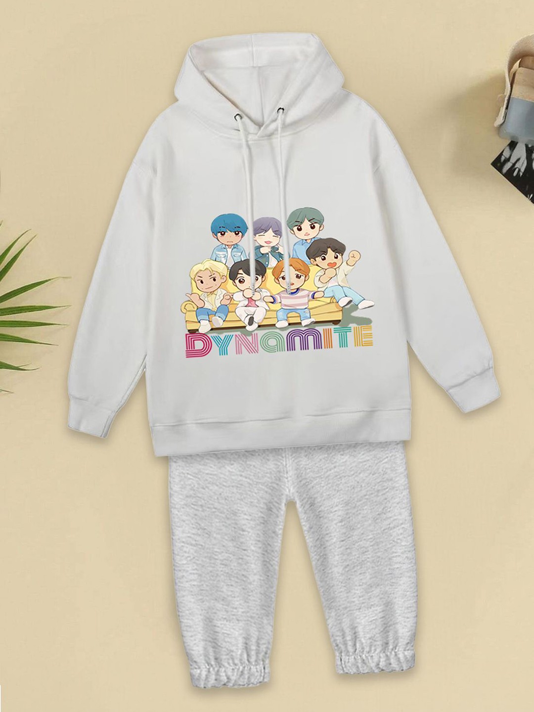 

FOREVER FRIDAY Boys Printed Hooded Sweatshirt With Joggers, Grey
