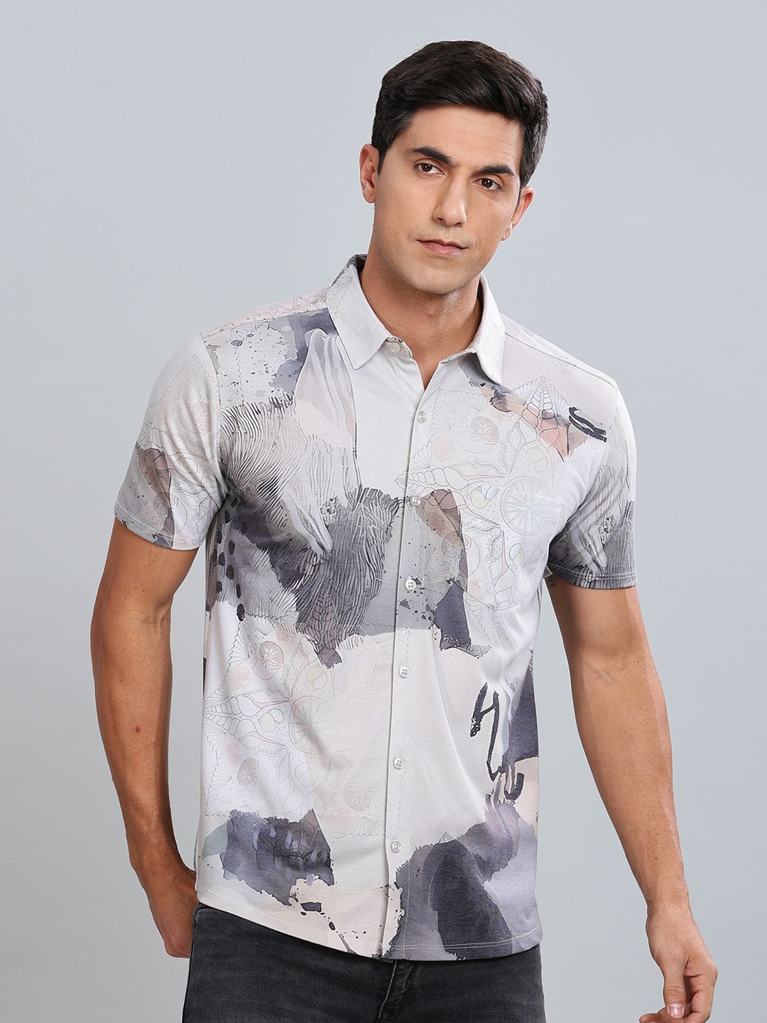 

BULLMER Men Standard Opaque Printed Casual Shirt, Beige