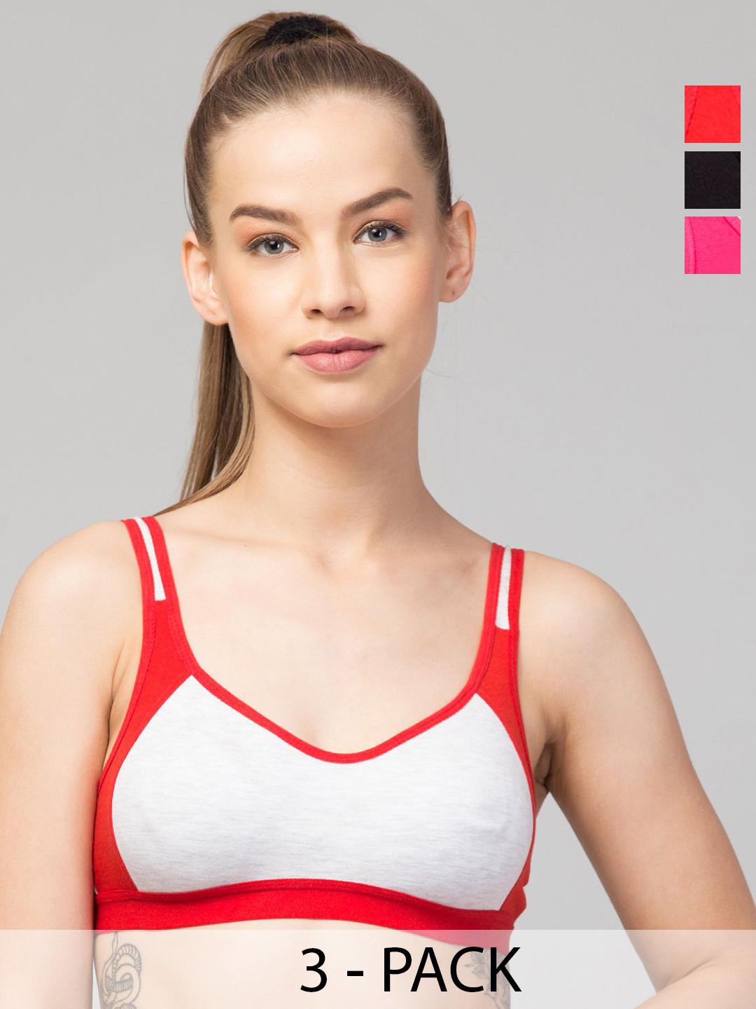 

Apraa & Parma Women Pack of 3 Full Coverage Bra, Black