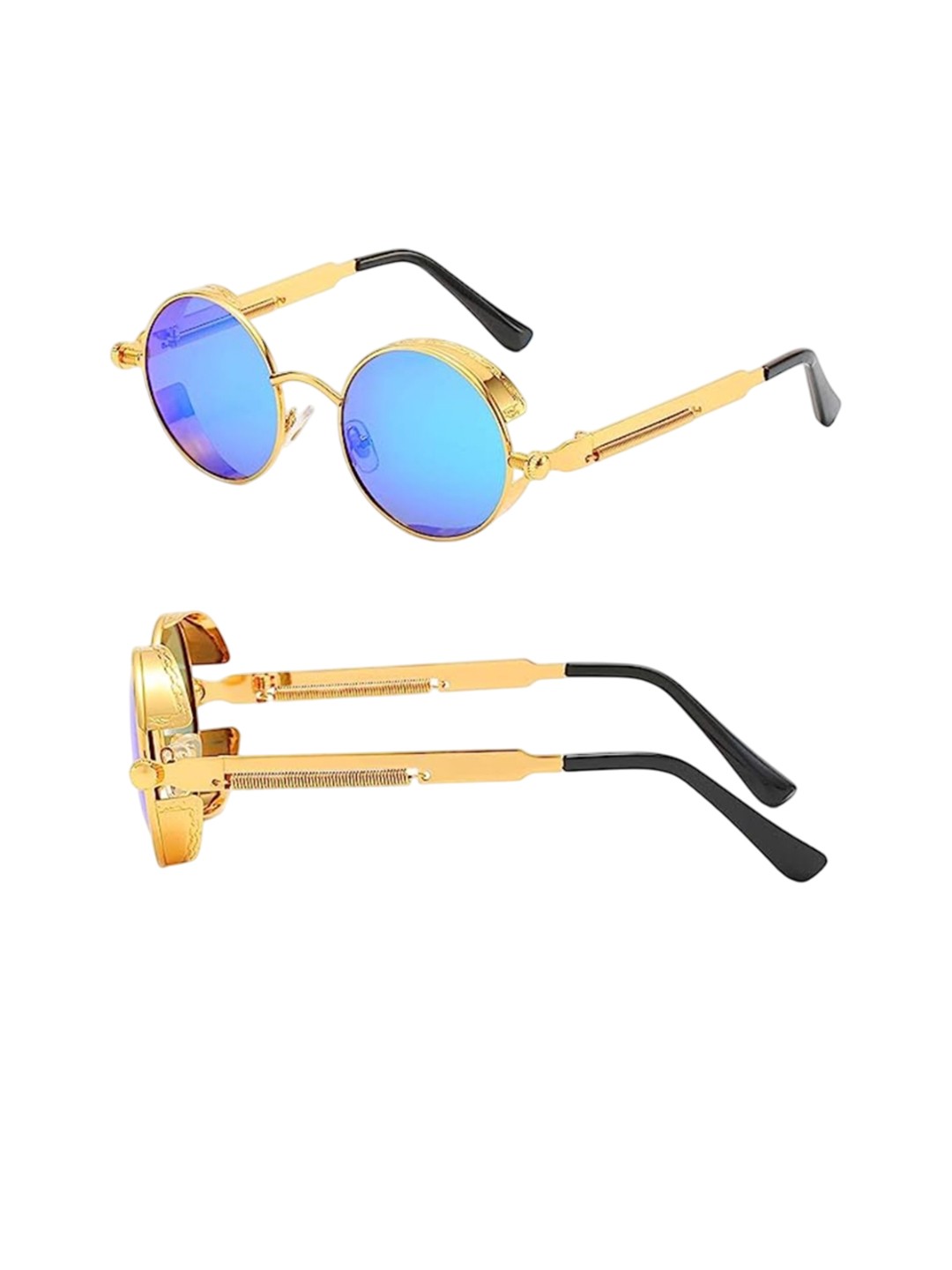 

RICH CLUB Unisex Round Sunglasses with UV Protected Lens, Blue