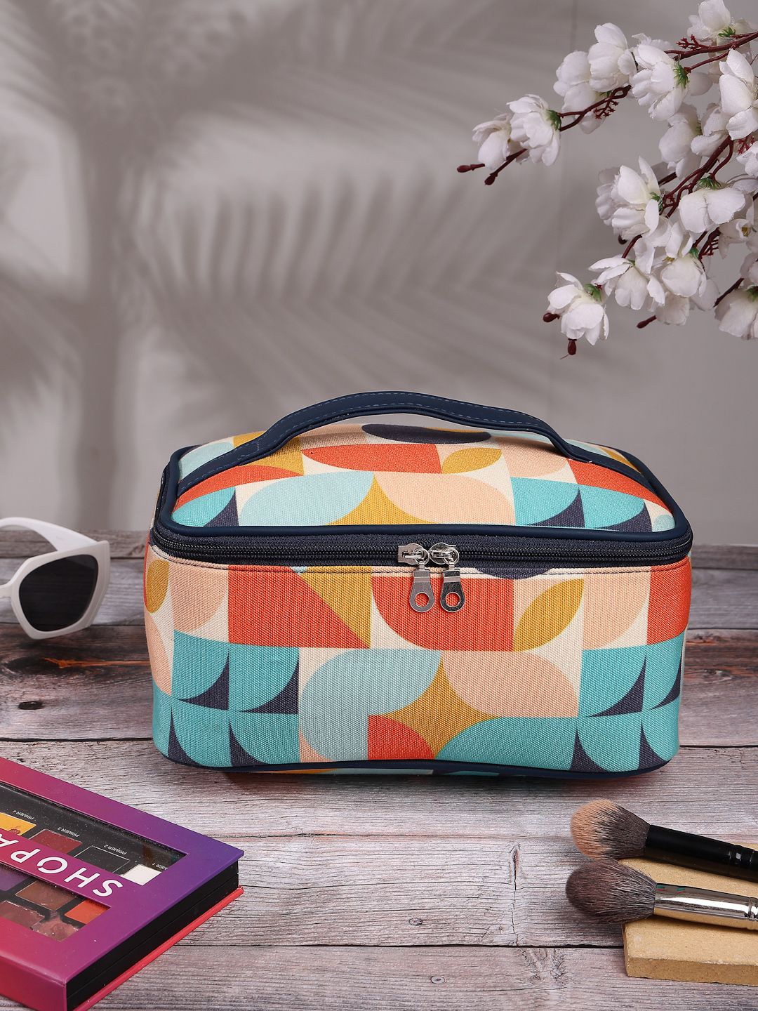 

Anekaant Navy & Multi Abstract Digital Printed Polycotton Travel Accessory Bag, Navy blue