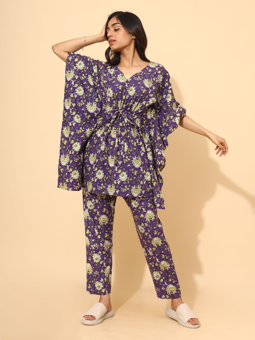 

YELLOW BLOOM Printed Top With Trousers, Blue