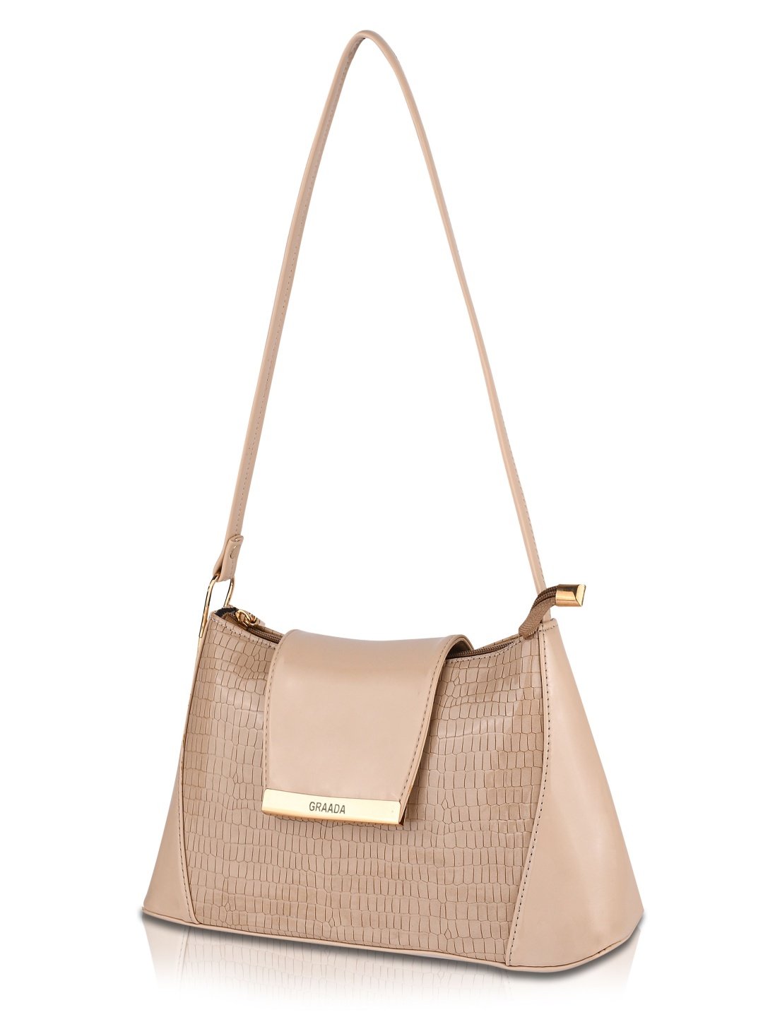 

GRAADA Women Textured Structured Leather Sling Bag, Cream