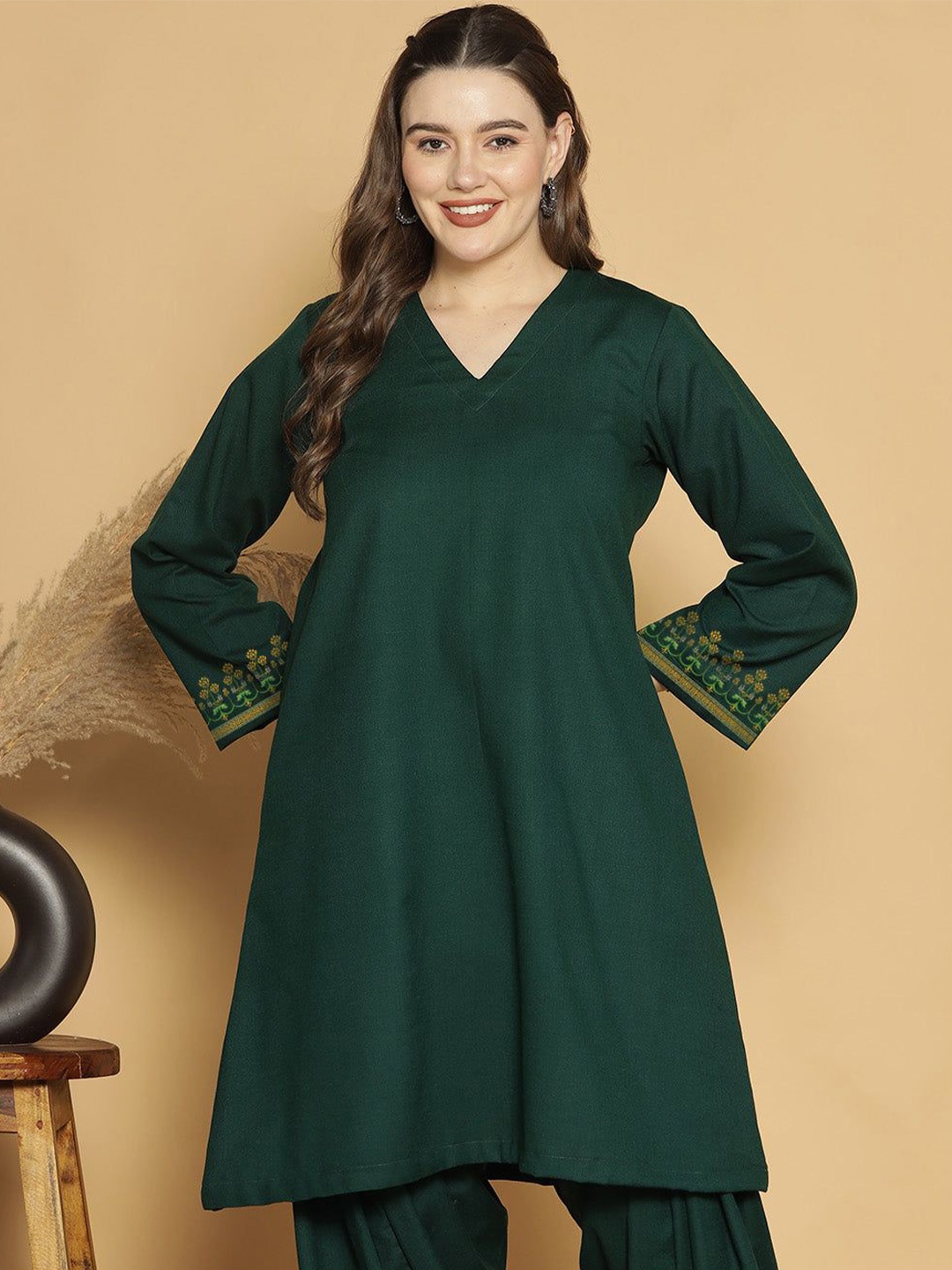 

LetsDressUp Women Bottle Green Acrylic Kurti Sitara