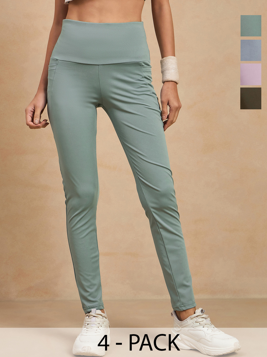 

COLOR CAPITAL Women Pack of 4 Skin Fit Antimicrobial Tights, Purple