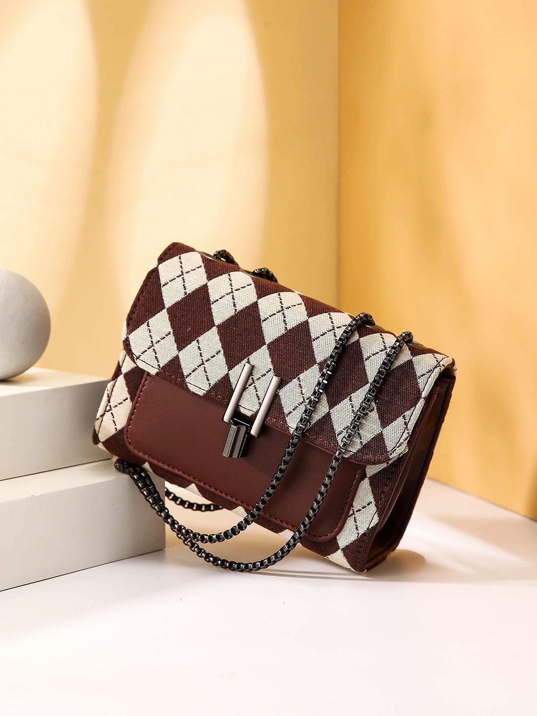 

Diva Dale Printed PU Oversized Shopper Sling Bag with Tasselled, Brown