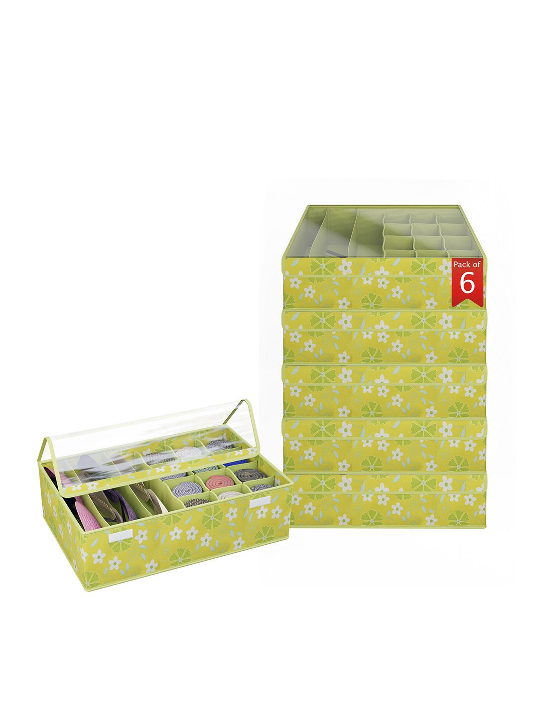 

Kuber Industries Green Set of 6 Reusable Drawer Organiser Organisers