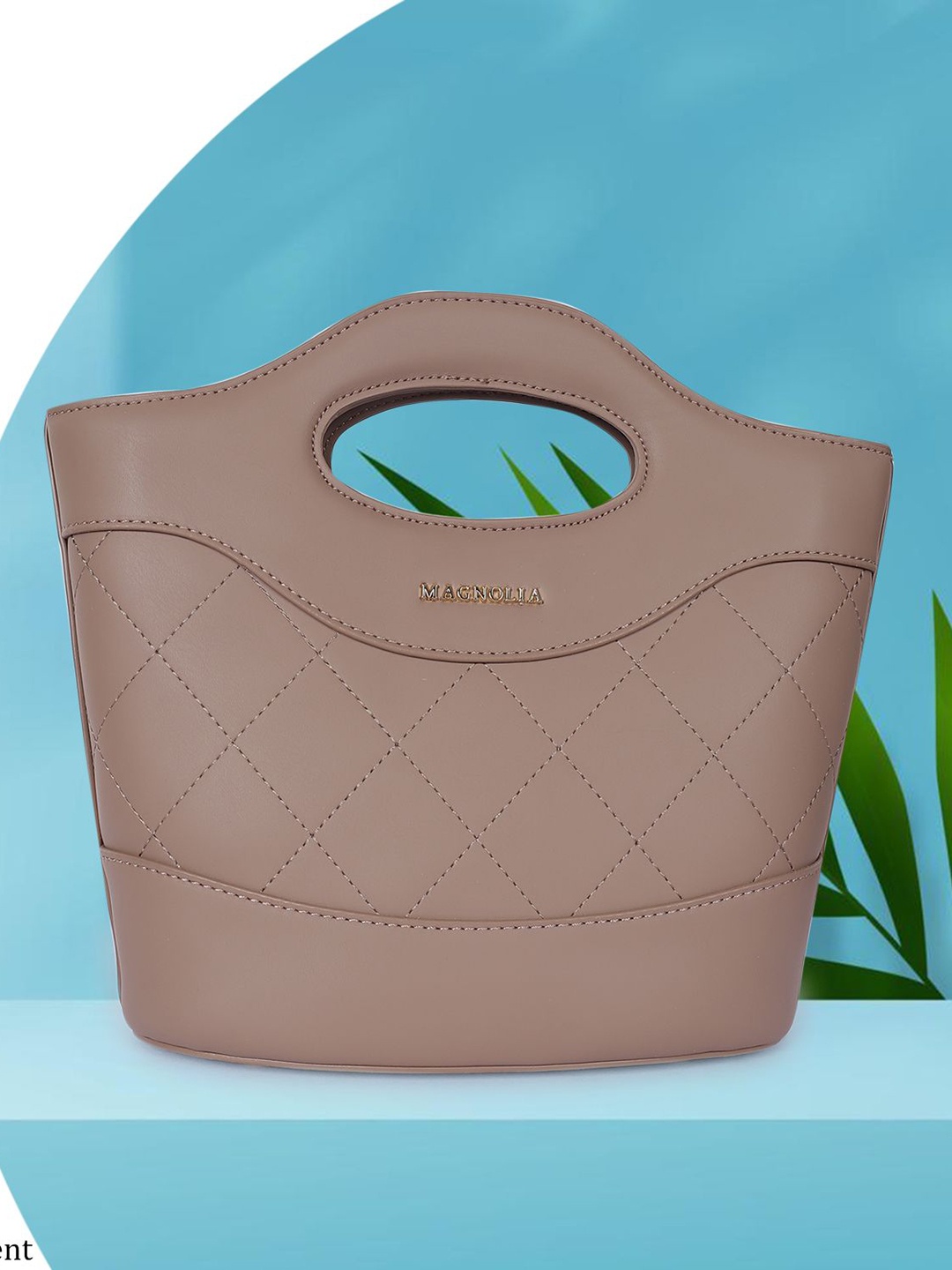 

MAGNOLIA PU Bucket Shoulder Bag with Quilted, Taupe